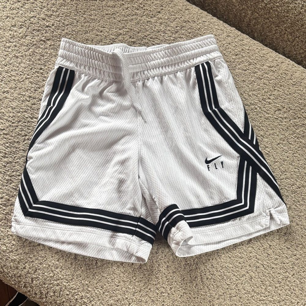 Nike Kids White Shorts with Black Accents